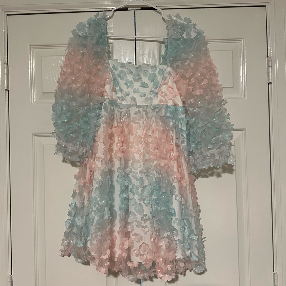 Pink and blue floral dress